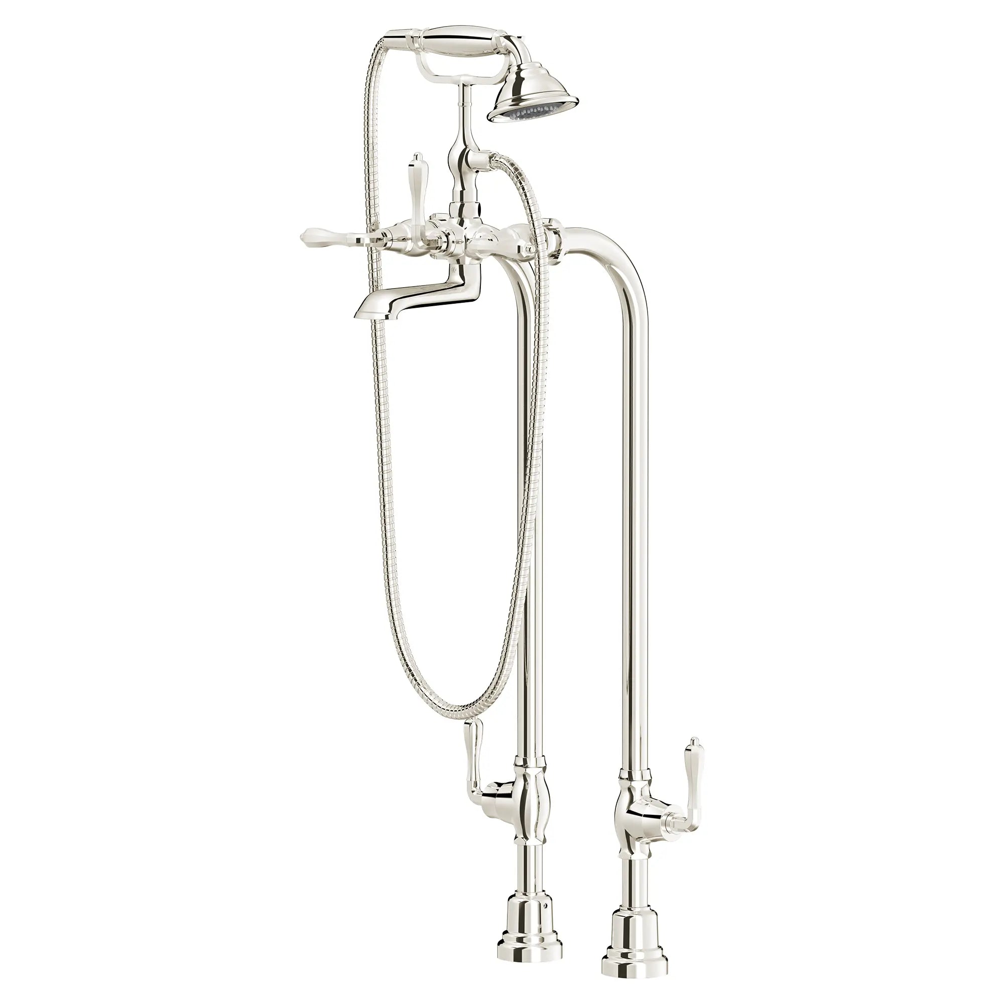Robinet de bain à installation au plancher Traditionnel avec à douchette et poignées à levier Ashbee // PLATINUM NICKEL // 151760_D3510195C.150_1_CDNwebp.webp