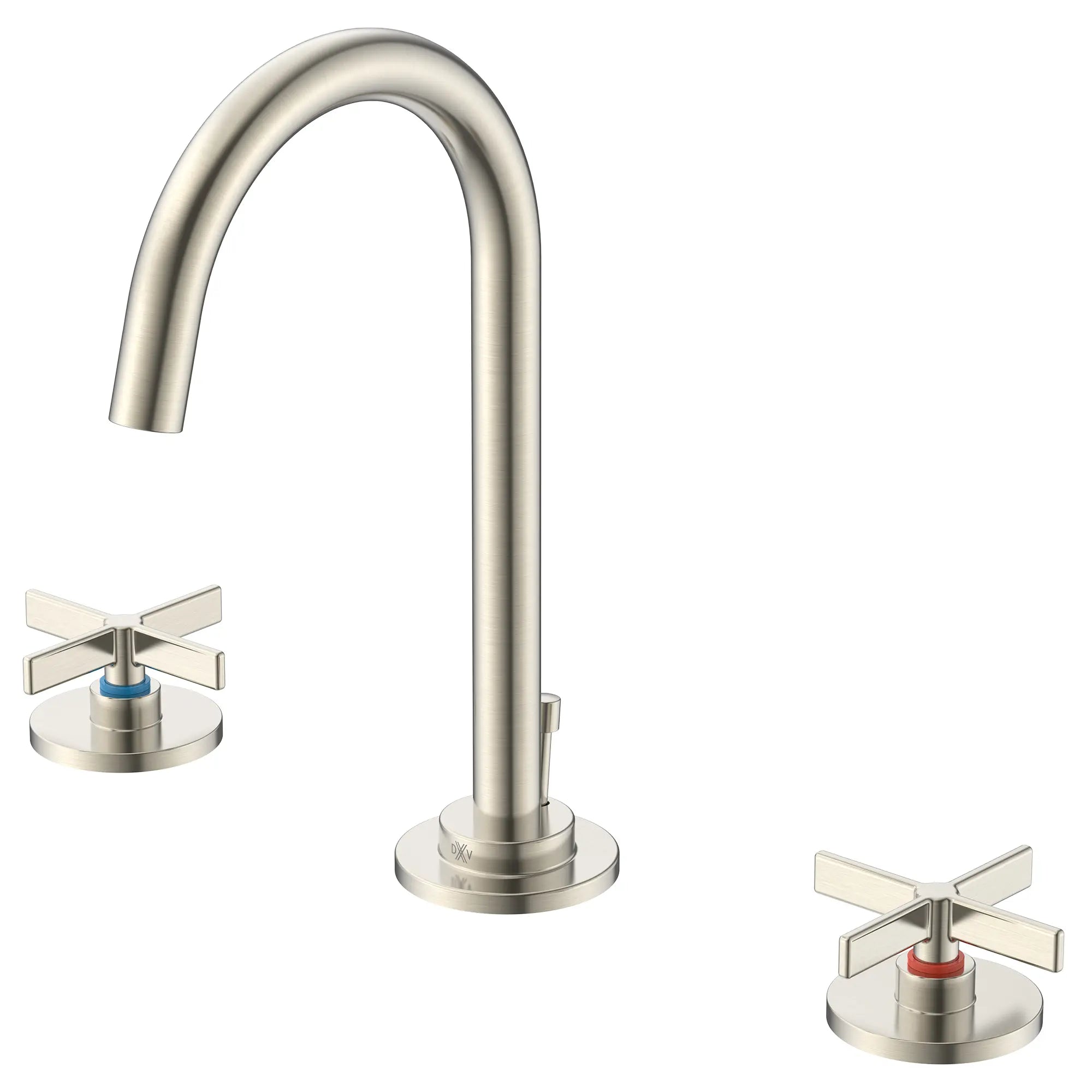 Robinet de lavabo espacé à 2 poignées Percy avec Indicateurs rouge et bleu sur les poignées en croix // NICKEL BROSSÉ // 151776_D35105840RB.144_1_0_CDNwebp.webp
