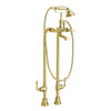 [D3510296C.427] Transitional Floor Mount Bathtub Filler with Hand Shower and Cross Handles - Polished Chrome