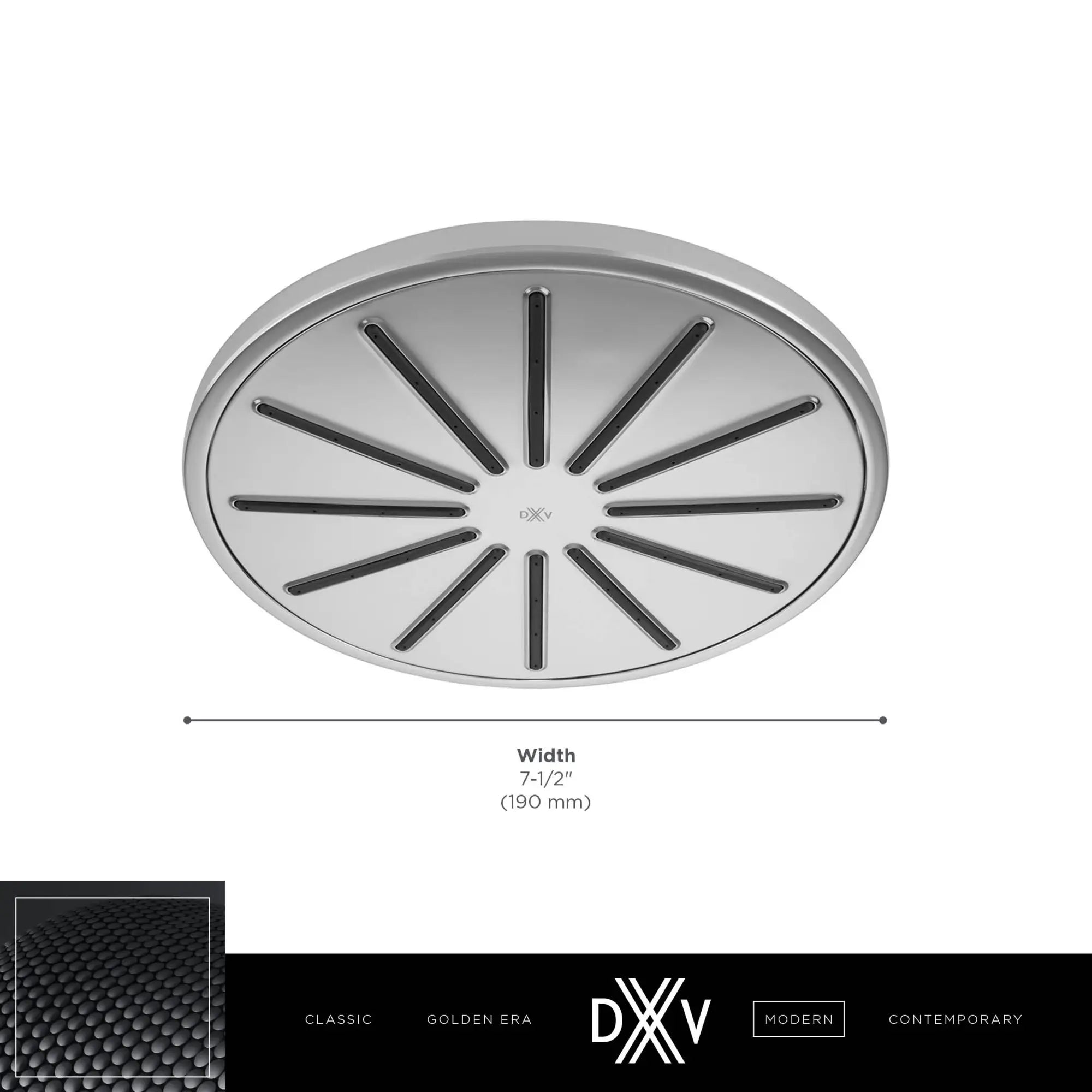 Pomme de douche de 7-1/2 po DXV Modulus // NOIR MAT // 153732_DXV_Modulus_Showerhead_D35120770_Info_2_CDNwebp.webp