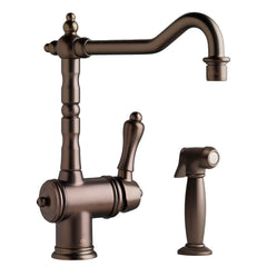 [D35402001.110] Victorian Single Handle Kitchen Faucet with Side Spray and Lever Handle - Polished Chrome