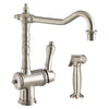 [D35402001.355] Victorian Single Handle Kitchen Faucet with Side Spray and Lever Handle - Polished Chrome