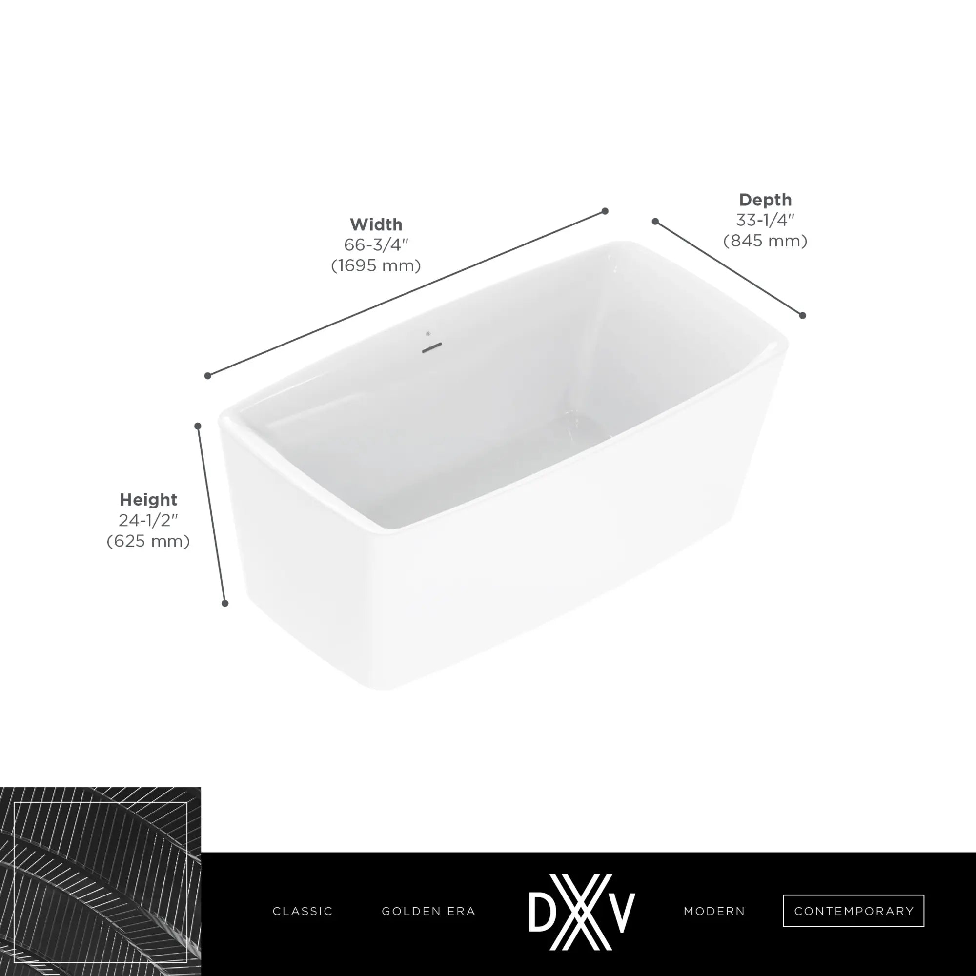 D12045014.415-EQUILITY 66 IN X 33 IN FST - CWH // CANVAS WHITE // 159639_DXV_Equility_Tubs_D12045014_Info_2_CDNwebp.webp