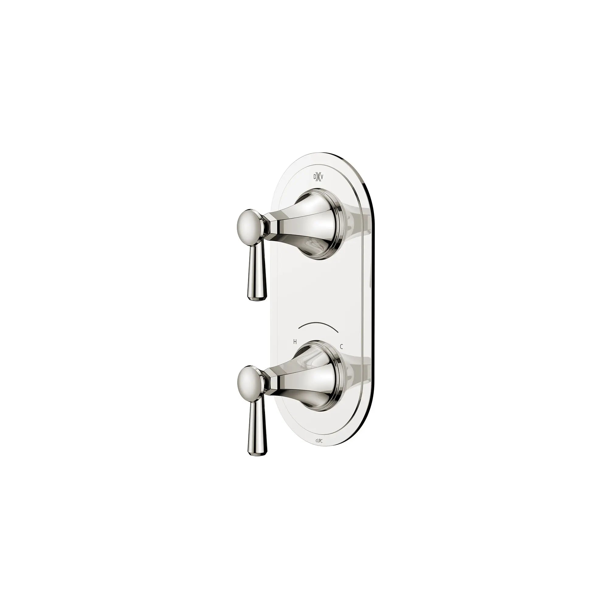 Garniture pour robinet thermostatique à deux poignées Fitzgerald avec poignées à levier // PLATINUM NICKEL // 159657_Fitzgerald_SiloLeft_D35160527.150_0001_Apr2023_CDNwebp.webp