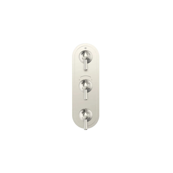 Fitzgerald 3-Handle Thermostatic Valve Trim Only with Lever Handles //  BRUSHED NICKEL // 159658_Fitzgerald_SiloFront_D35160537.144_0001_Apr2023_CDNwebp.webp