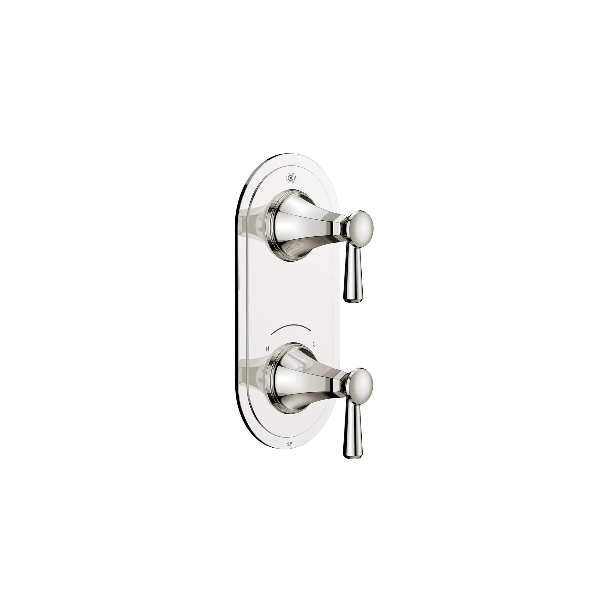 Garniture pour robinet thermostatique à deux poignées Fitzgerald avec poignées à levier // PLATINUM NICKEL // 159664_Fitzgerald_SiloRight_D35160527.150_0001_Apr2023_CDNwebp.webp