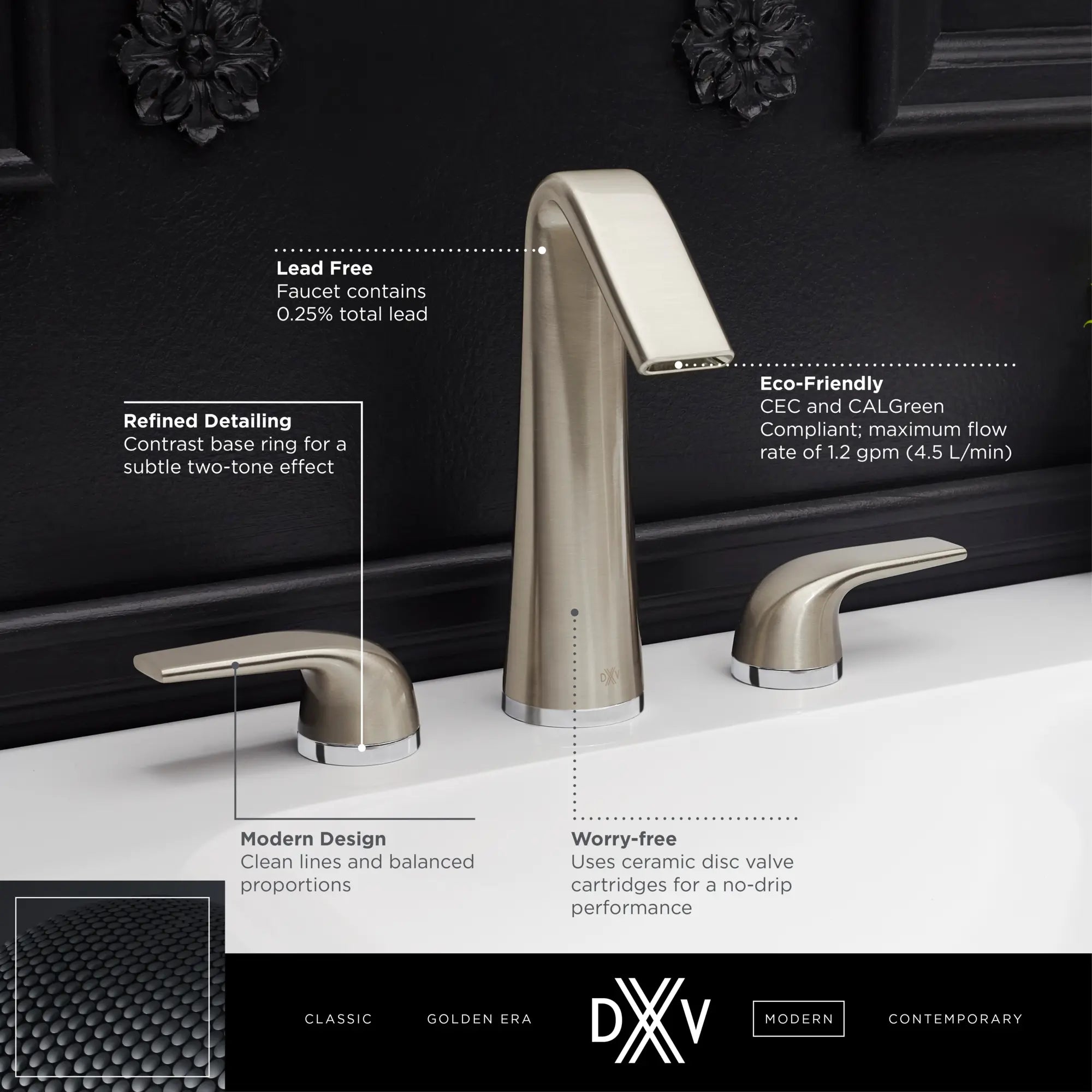Robinet bec arqué de lavabo espacé à 2 poignées DXV Modulus avec poignées à levier // NOIR MAT // 159684_DXV_Modulus_Widespread_Faucets_D35120822_1_CDNwebp.webp