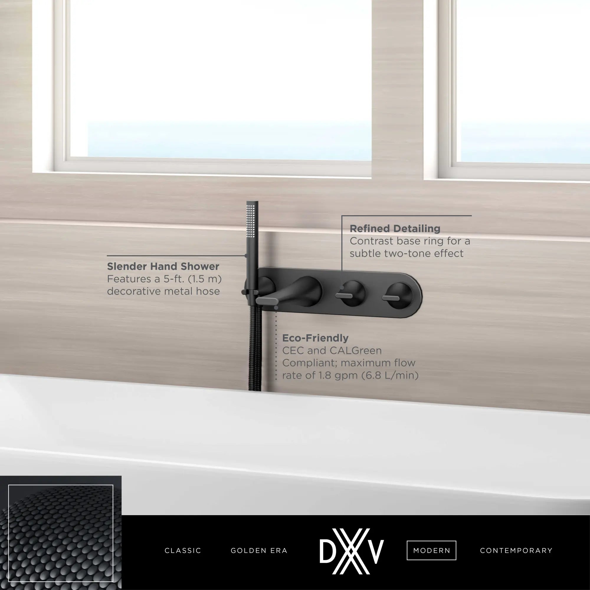 Robinet de bain mural à 2 poignées DXV Modulus avec à douchette // NOIR MAT // 159689_DXV_Modulus_Wall_Mount_Tub_Filler_D35120981_1_0_CDNwebp.webp