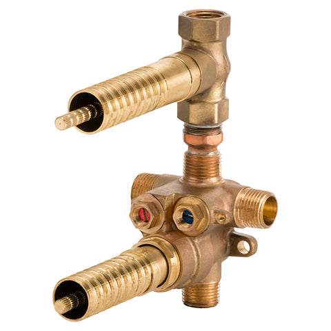 Robinet brut thermostatique à deux poignées avec contrôle du volume