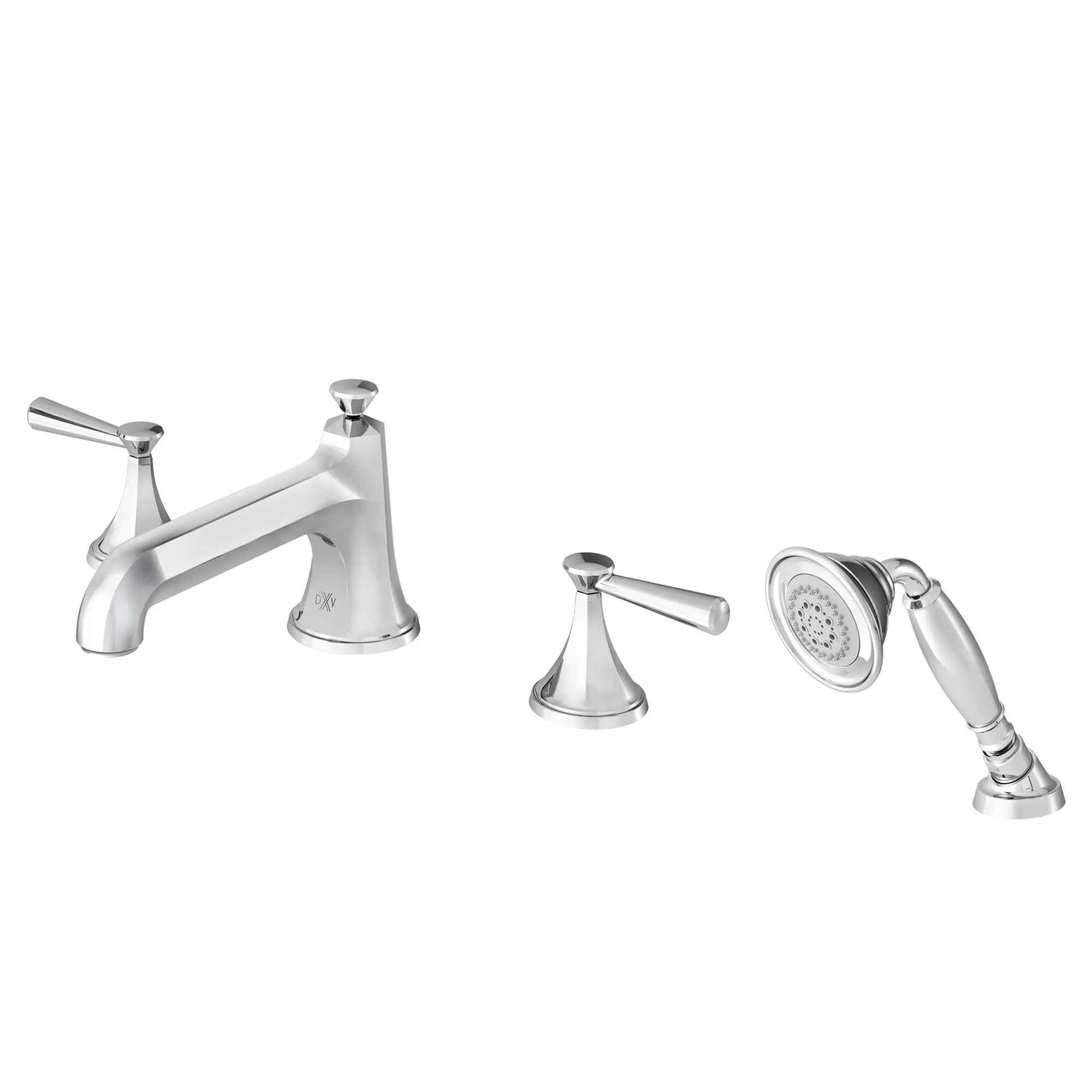 Robinet de bain romain à 2 poignées Fitzgerald avec à douchette et poignées à levier // CHROME POLI // 160056_D35160900100_1_0_CDNwebp.webp