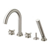 [D3510594C.144] Percy 2-Handle Deck Mount Bathtub Faucet with Hand Shower and Cross Handles - Polished Chrome