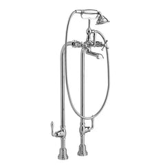 [D3510296C.100] Transitional Floor Mount Bathtub Filler with Hand Shower and Cross Handles - Polished Chrome