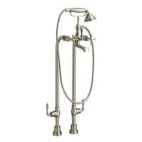 [D3510296C.144] Transitional Floor Mount Bathtub Filler with Hand Shower and Cross Handles - Polished Chrome