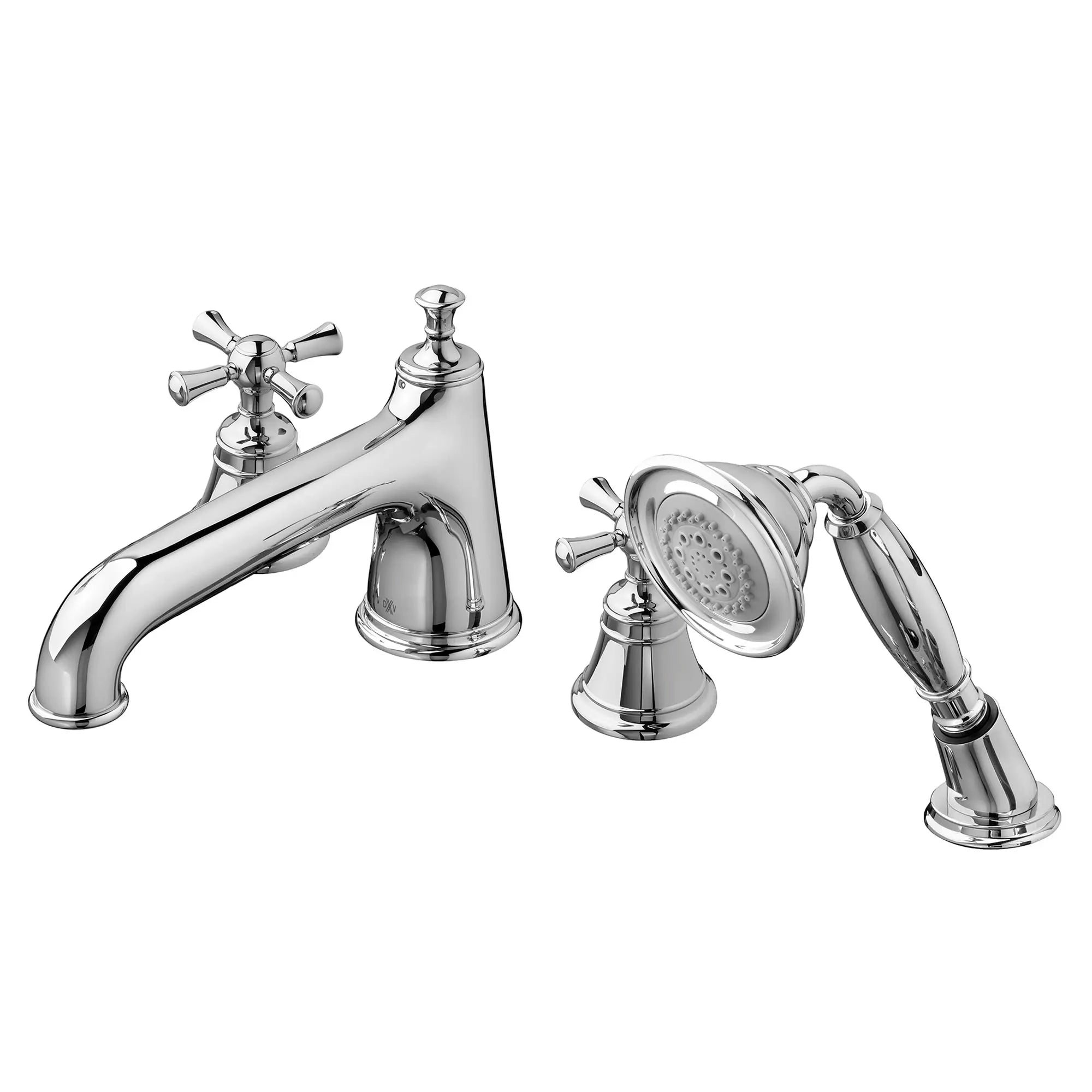 Robinet de bain romain à 2 poignées Randall avec à douchette et poignées en croix // CHROME POLI // 160190_D35102940100_1_CDNwebp.webp