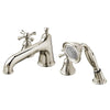 [D3510294C.150] Randall 2-Handle Deck Mount Bathtub Faucet with Hand Shower and Cross Handles - Polished Chrome