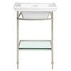 Wyatt® 21 in. Console Legs with Glass Shelf //   BRUSHED NICKEL // 160280_D21460024.295_CDNwebp.webp