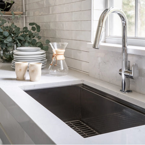 Robinet de cuisine rétractable Beale à monocommande et jet double, 1,5 gpm