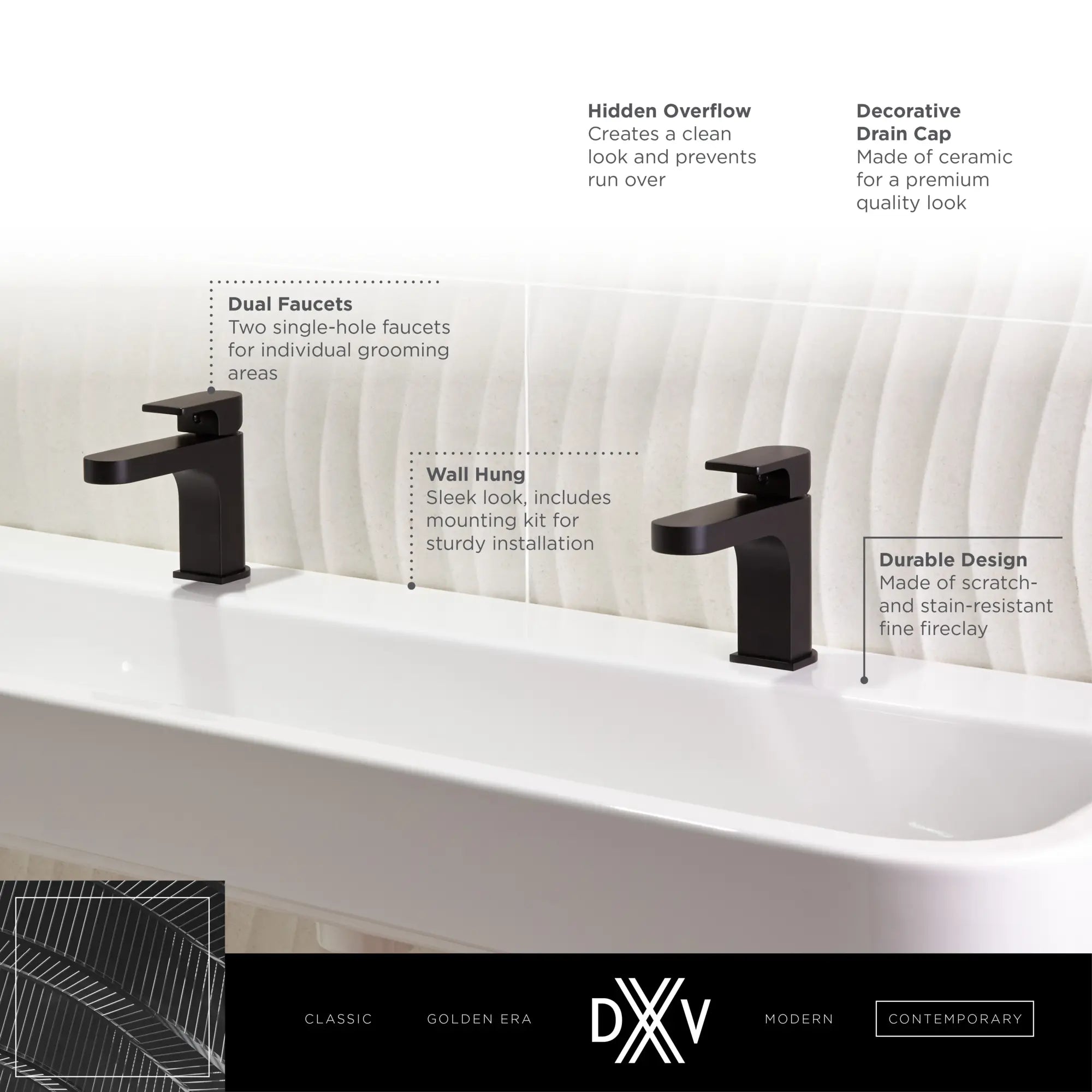 Lavabo-rigole murale de 47 po Equility - deux trous simples // CANVAS WHITE // 186032_Equility_Infographic_D20077002_0001_SEPT2023_CDNwebp.webp