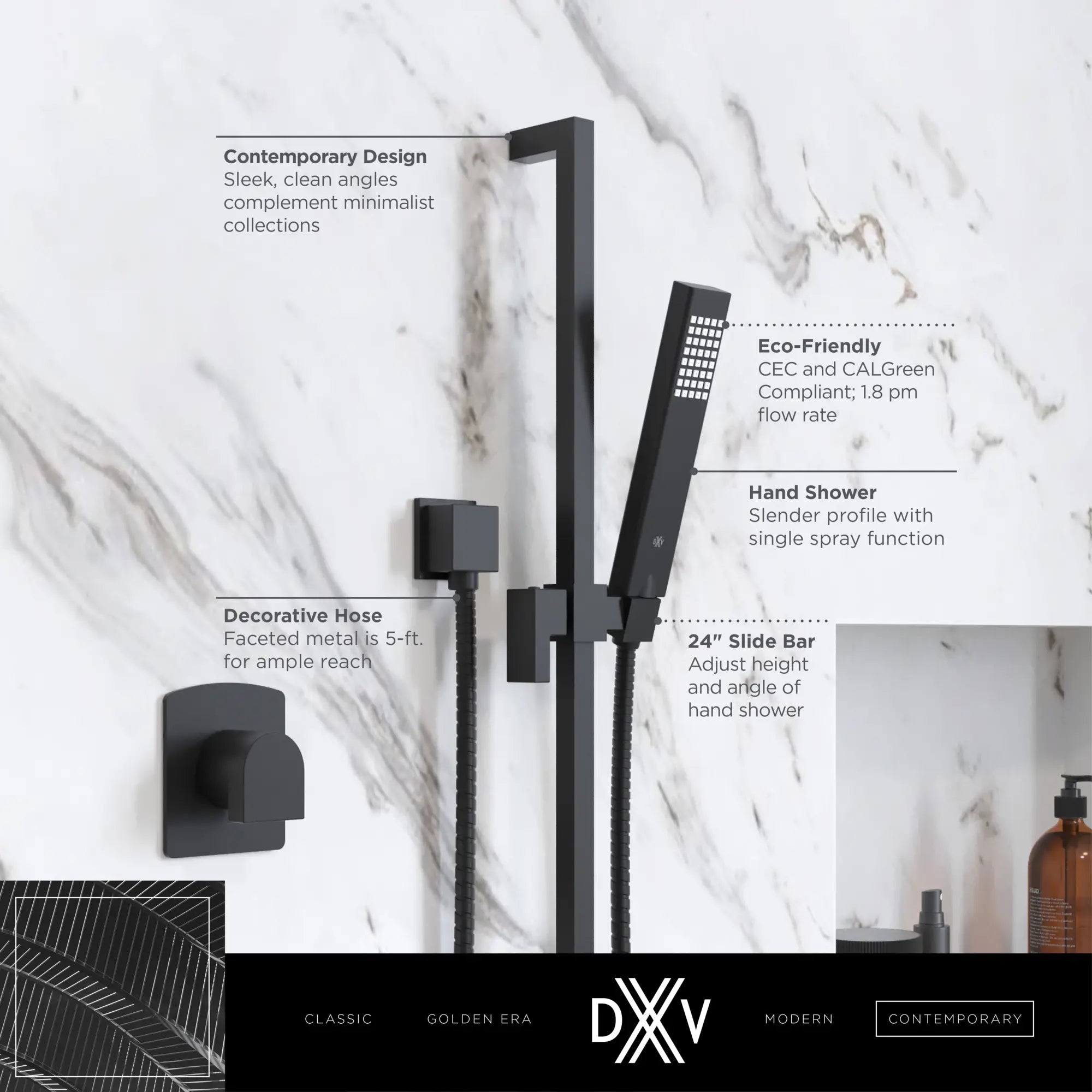 Ensemble de douche personnelle avec douchette Carré // CHROME POLI // 186076_Equility_Infographic_D3570043C_0001_SEPT2023_CDNwebp.webp