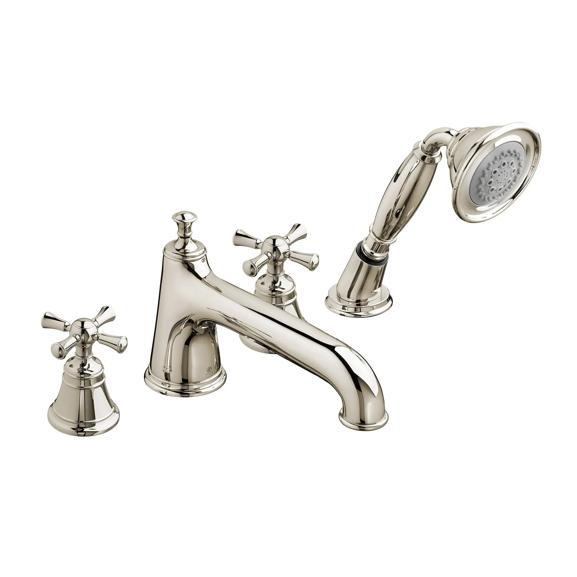 Robinet de bain romain à 2 poignées Randall avec à douchette et poignées en croix // PLATINUM NICKEL // 41527_D35102940150_CDNwebp.webp