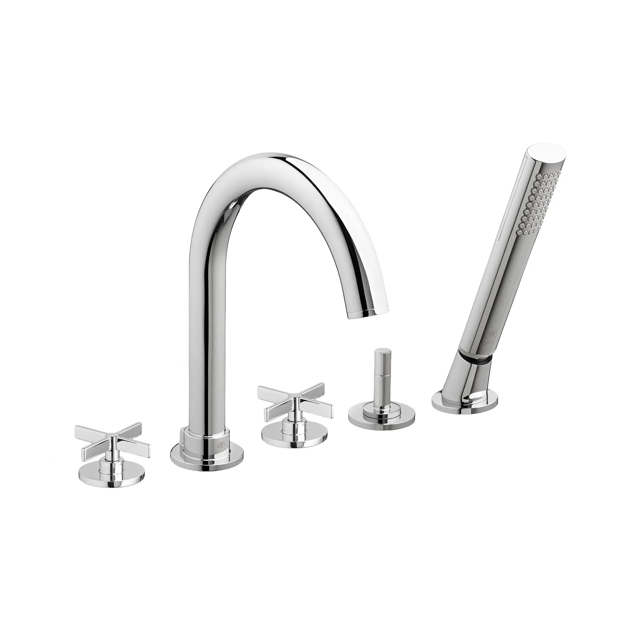 Robinet de bain romain à 2 poignées Percy avec à douchette et poignées en croix // CHROME POLI // 41630_D35105940100_0_CDNwebp_e0aa739d-e15b-4ecc-9883-0c5a9a505146.webp