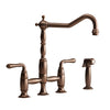 [D35402250.110] Victorian 2-Handle Widespread Bridge Kitchen Faucet with Side Spray and Lever Handles - Polished Chrome