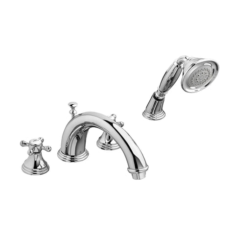Robinet de bain romain à 2 poignées Ashbee avec à douchette et poignées en croix
