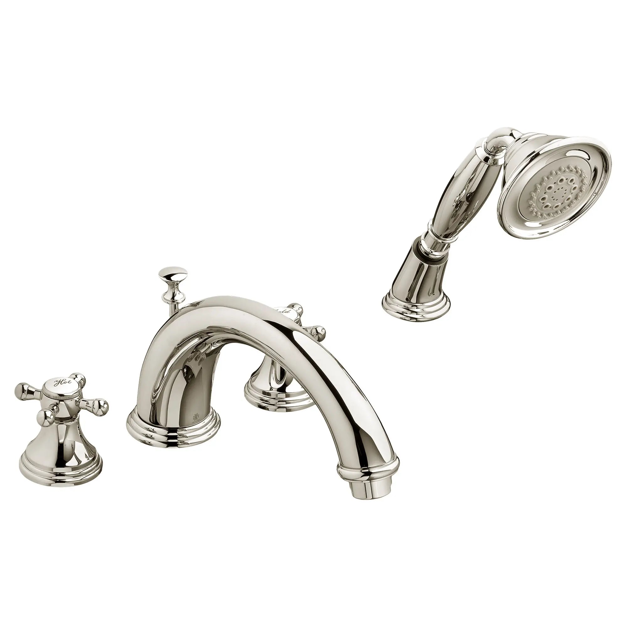 Robinet de bain romain à 2 poignées Ashbee avec à douchette et poignées en croix // PLATINUM NICKEL // 41910_D35101940150_CDNwebp.webp