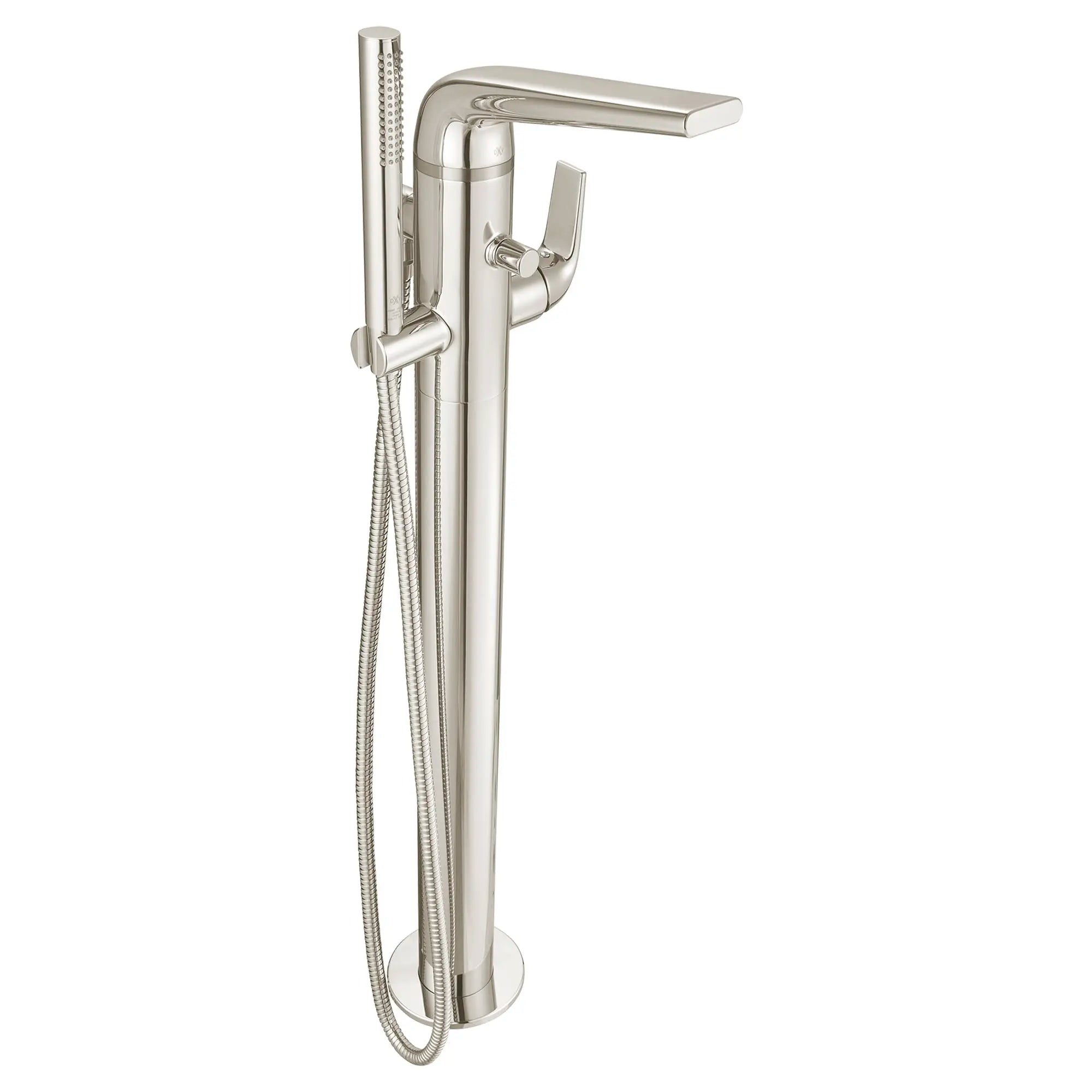 Robinet de bain à installation au plancher DXV Modulus avec à douchette et poignées à levier // PLATINUM NICKEL // 42067_D35120951150_0_CDNwebp.webp