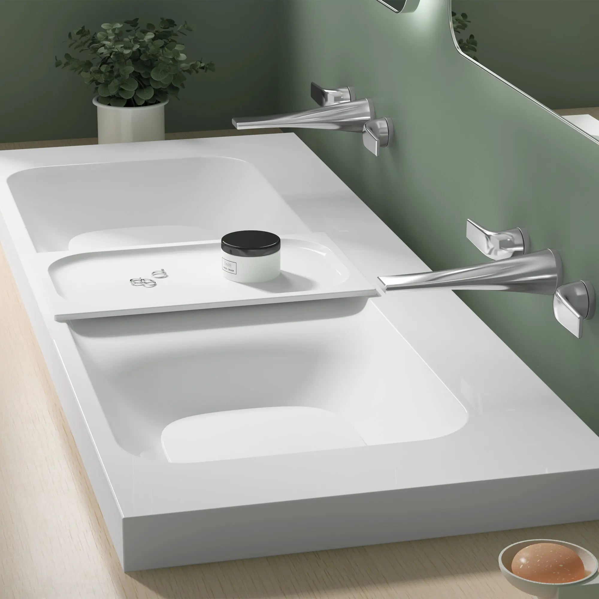 Lavabo double de 55 po DXV Modulus - sans trou  // CANVAS WHITE // 46889_1617955669-DXV_POP_Empty_Detail_B-D35120450_D21060055_D19060000_0_CDNwebp.webp
