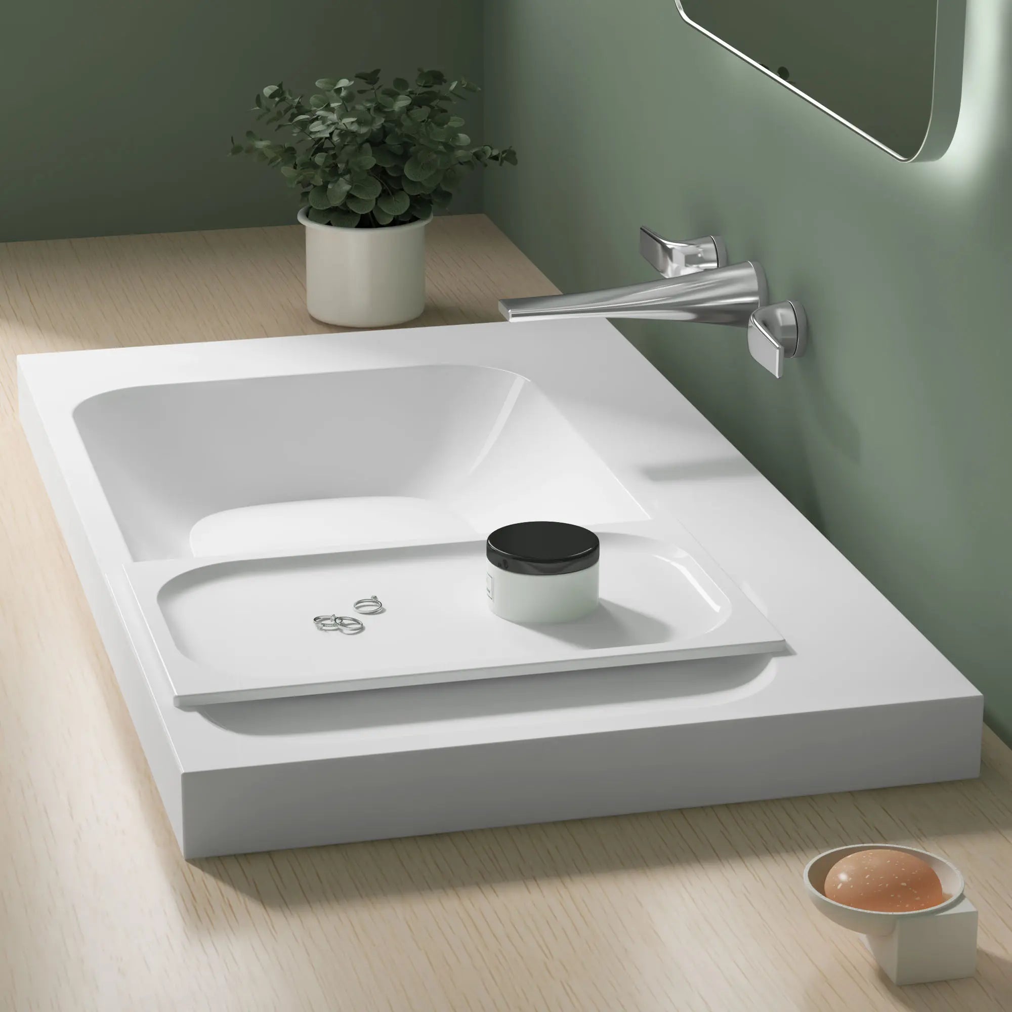 Lavabo de 36 po DXV Modulus - sans trou, G (sur la gauche) // CANVAS WHITE // 46895_1617955955-DXV_POP_Empty_Detail_B-D35120450_D21045036LH_D19060000_0_CDNwebp.webp
