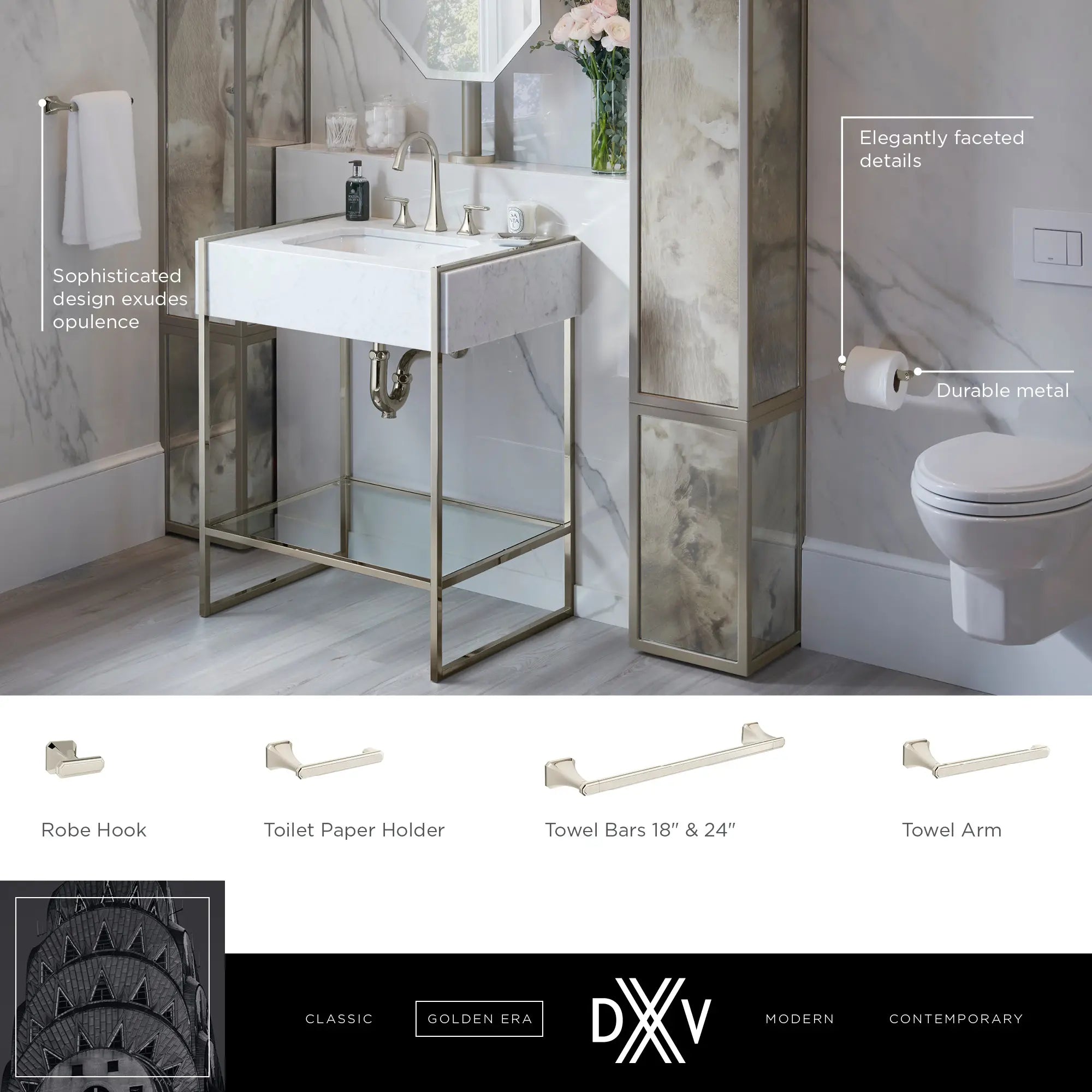 Porte-peignoir Belshire // CHROME POLI // 68234_DXV_Belshire_Accessories_D35170210_D35170235_D35170190_D35170180_D35170240_Info_CDNwebp_11ee19b9-02fc-4358-92cb-769588215e13.webp
