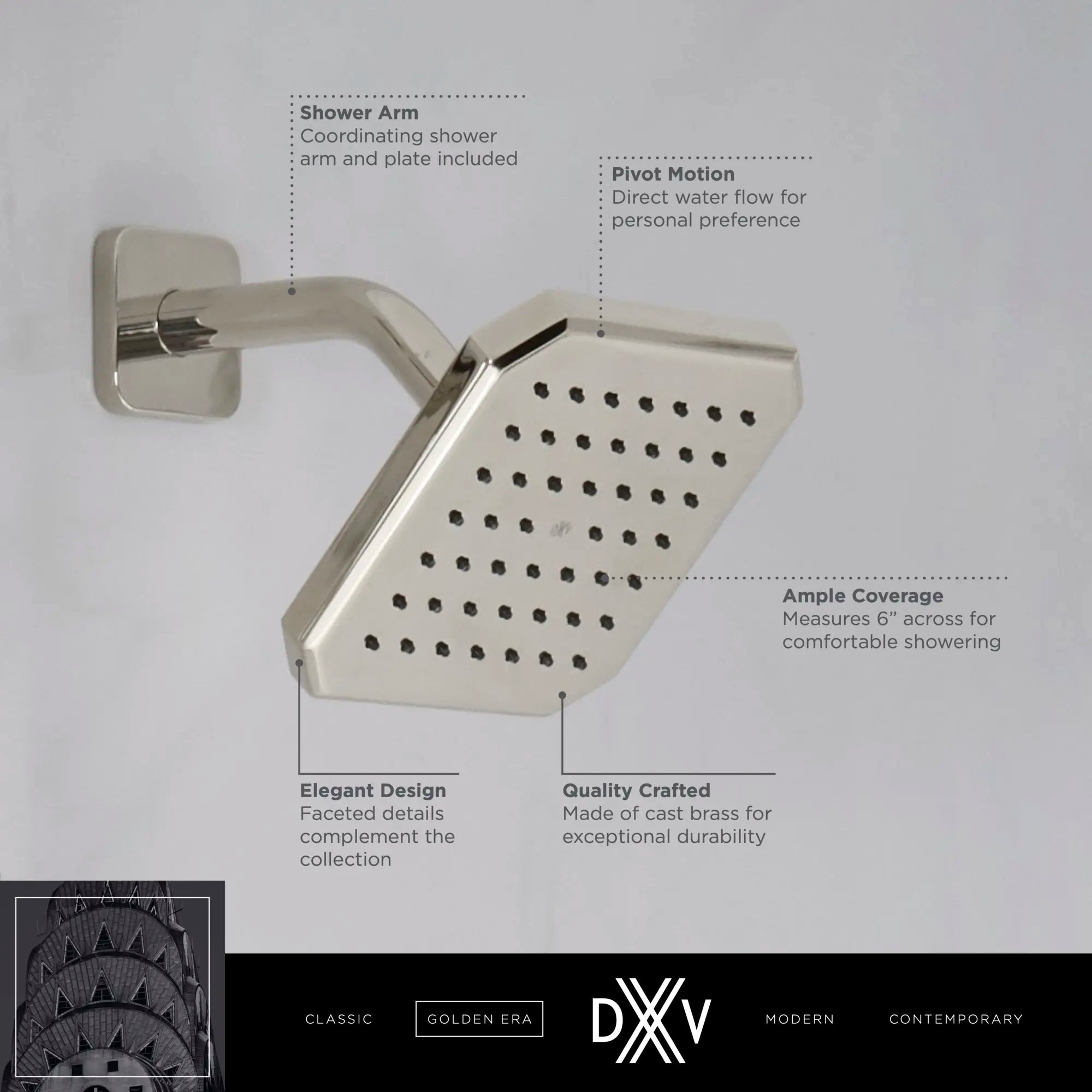 Pomme de douche de 6 po Belshire // CHROME POLI // 68287_2020_DXV_Showerhead_D35170106_1_CDNwebp_04c4d74d-481e-4a4a-a1eb-b847e7d4a4ce.webp