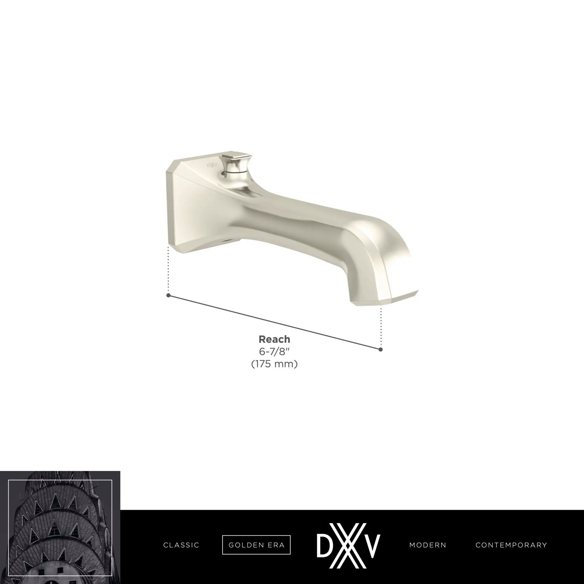 Bec mural avec inverseur pour baignoire Belshire // CHROME POLI // 68300_2020_DXV_Tub_Spouts_D35170761_1_CDNwebp.webp