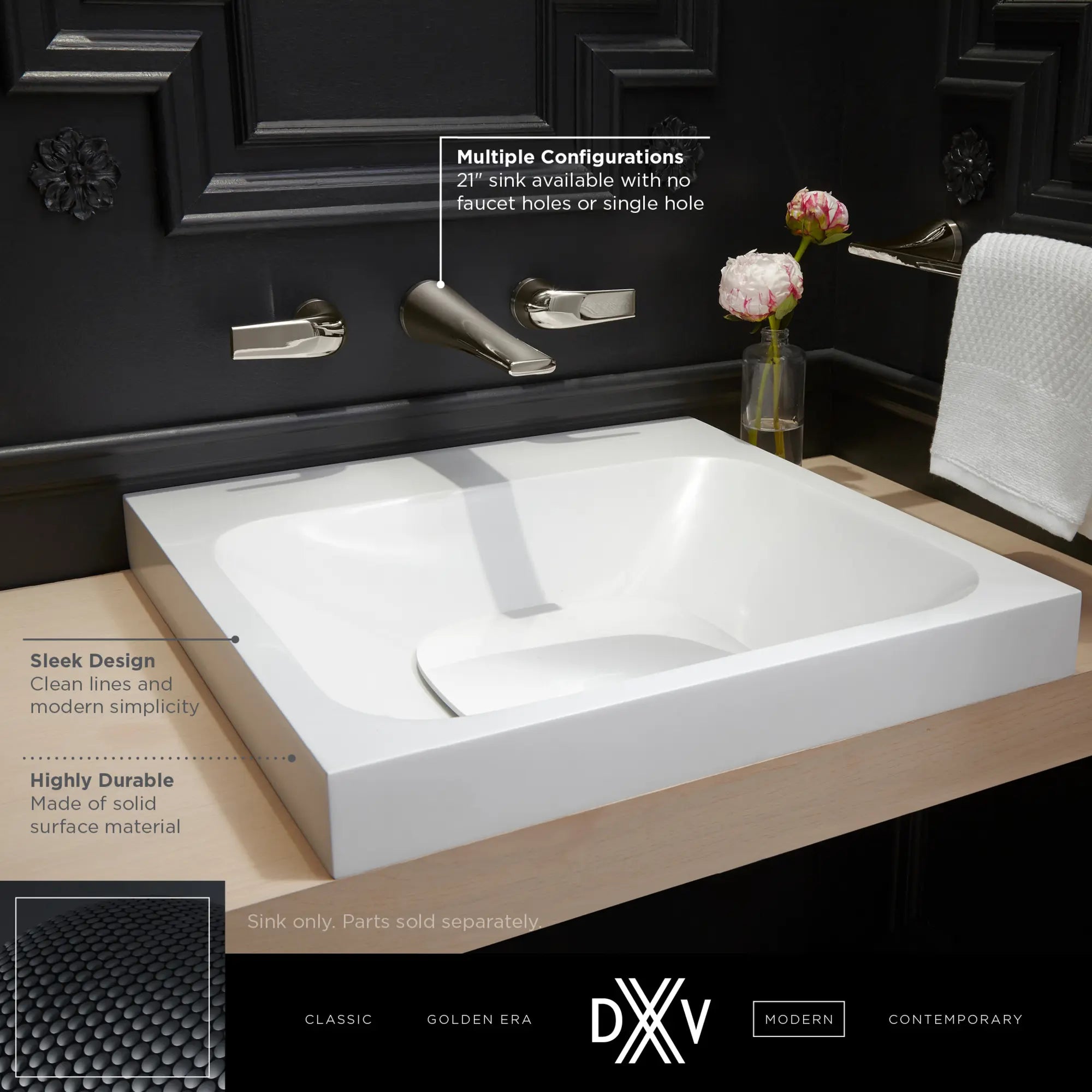 Lavabo de 21 po DXV Modulus - sans trous // CANVAS WHITE // 68337_DXV_Modulus_No_Hole_21_Lav_Sink_D21040021_Info_1_0_CDNwebp.webp