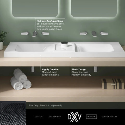 Lavabo double de 55 po DXV Modulus - sans trou 