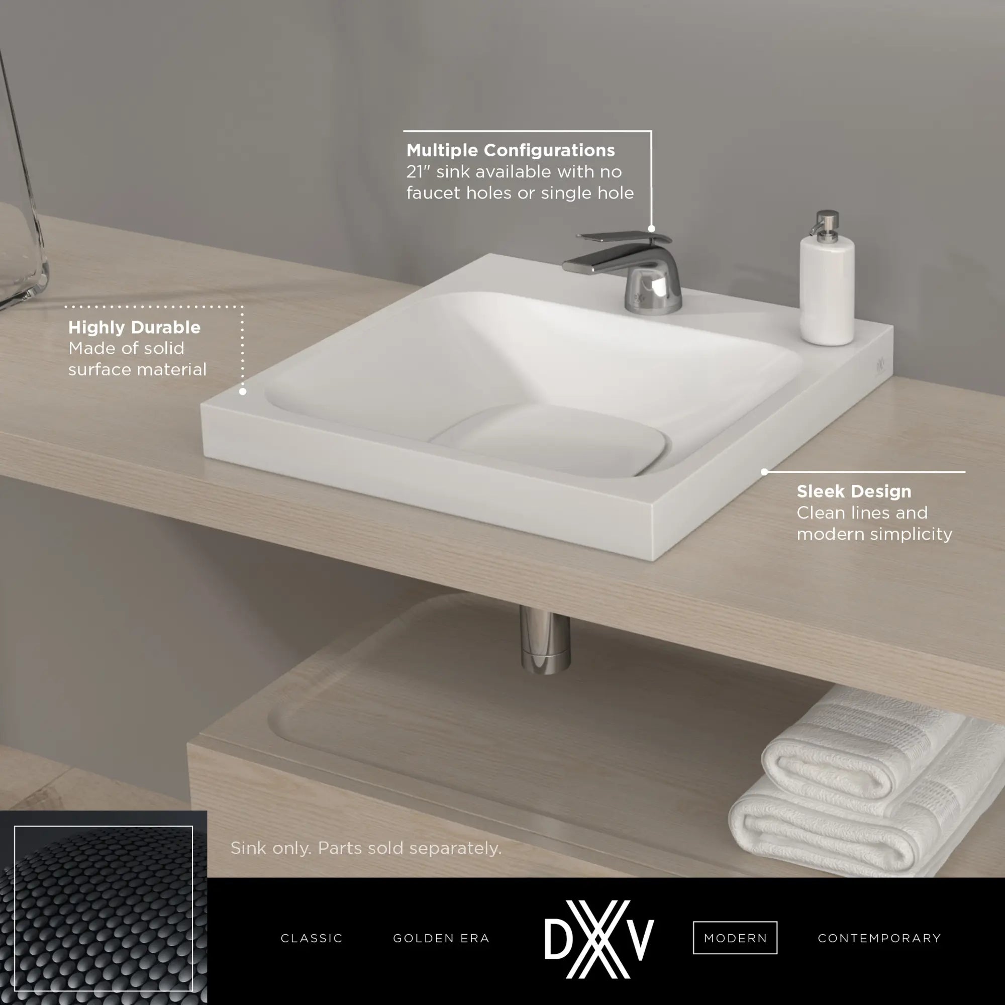 Lavabo de 21 po DXV Modulus - monotrou // CANVAS WHITE // 68343_DXV_Modulus_Single_Hole_21_Lav_Sink_D21040021001_Info_1_0_CDNwebp.webp