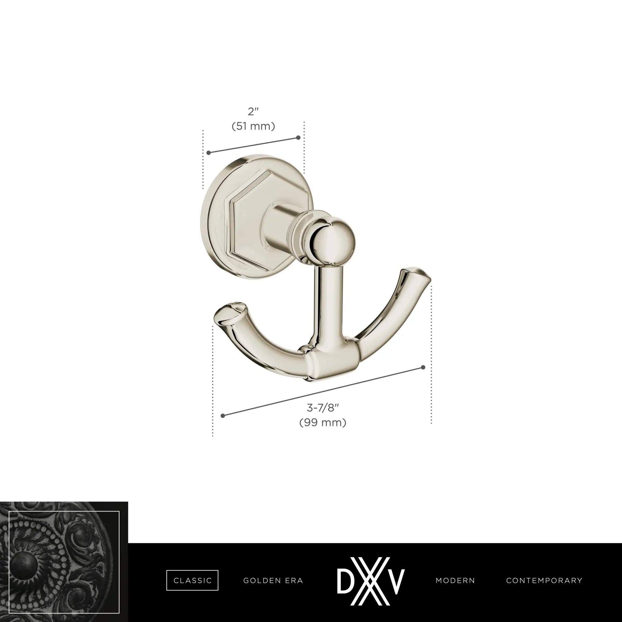 Porte-peignoir Oak Hill // CHROME POLI // 68369_DXV_Oak_Hill_Acessories_D35155210_Infographic_1_CDNwebp.webp