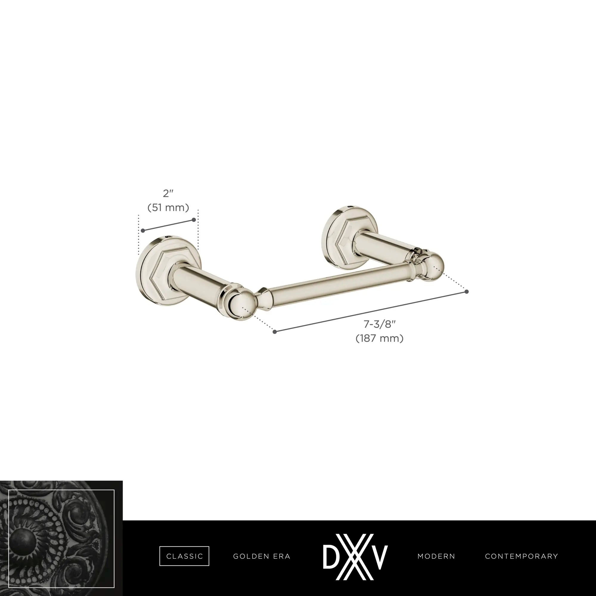 Porte-papier hygiénique Oak Hill // CHROME POLI // 68370_DXV_Oak_Hill_Acessories_D35155235_Infographic_1_CDNwebp.webp