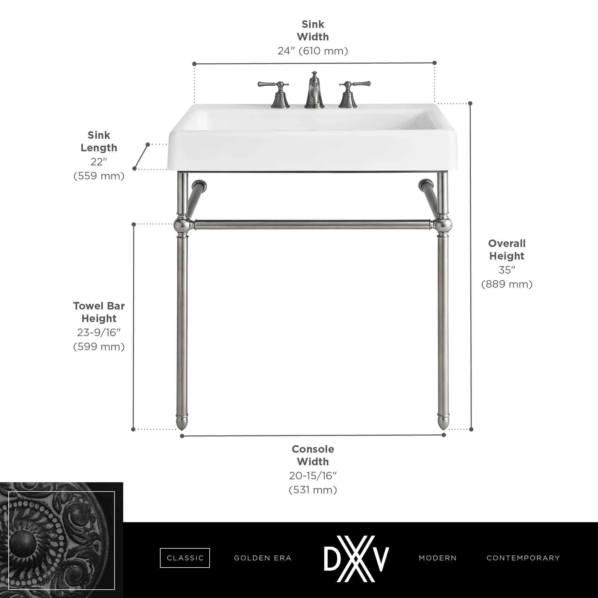 Console de 24 po Oak Hill // CHROME POLI // 68408_DXV_Oak_Hill_Console_D21411024_D20161008_Info_2_CDNwebp.webp