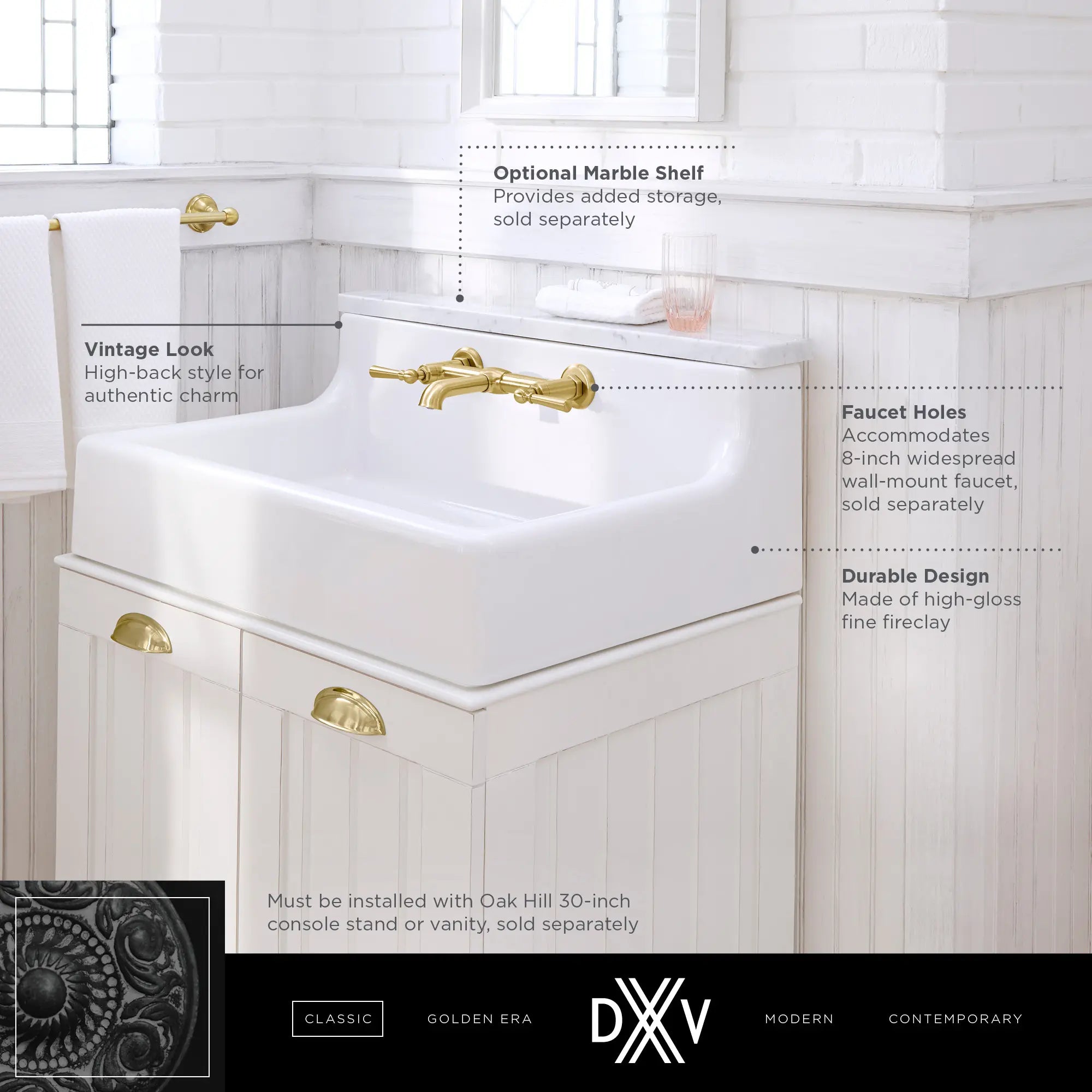 Lavabo de 30 po Oak Hill - deux trous // CANVAS WHITE // 68419_DXV_Oak_Hill_Sink_D20155002_Info_1_0_CDNwebp.webp
