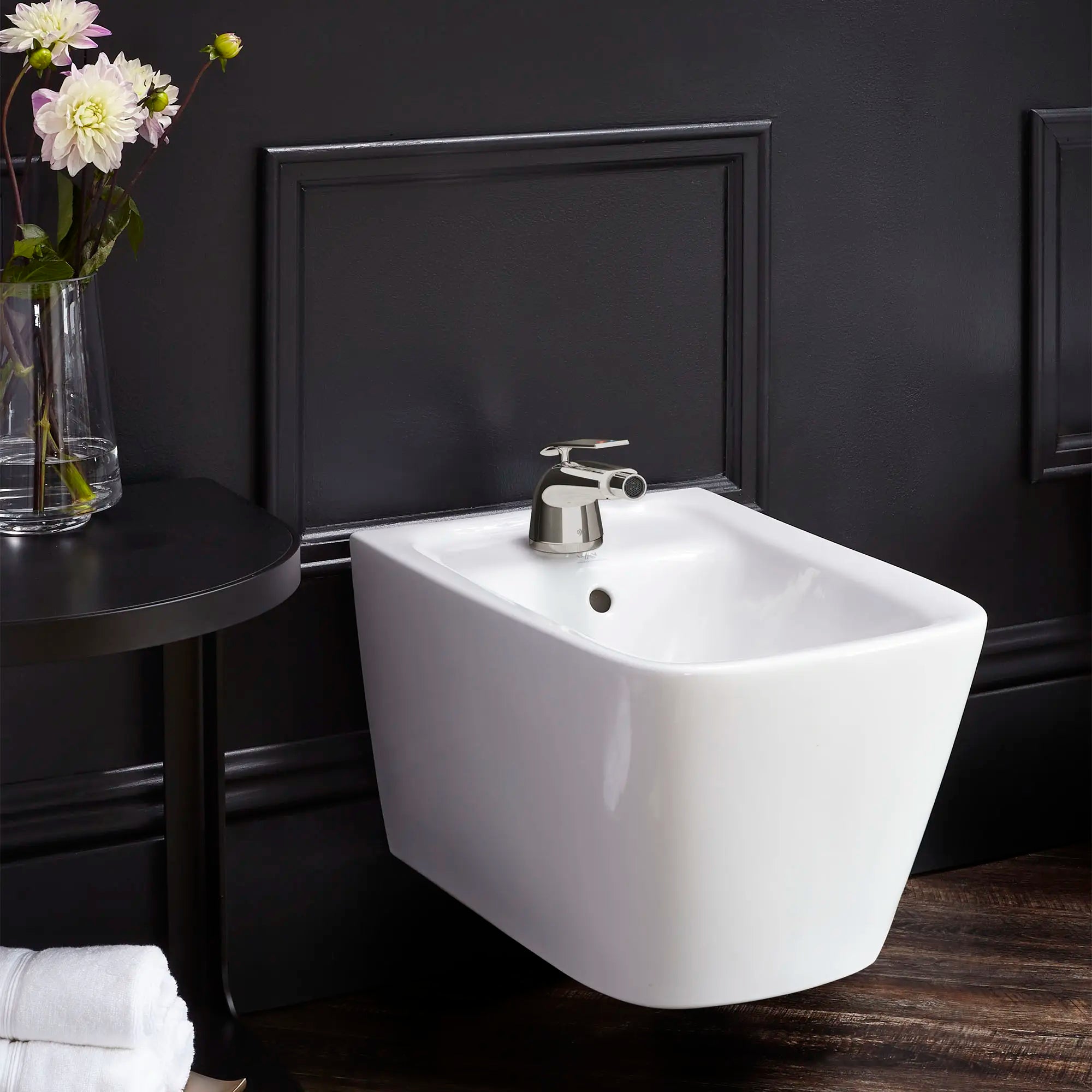 Robinet pour bidet DXV Modulus avec indicateurs rouge et bleu sur la poignée // PLATINUM NICKEL // 84748_B-D35120012RB150_CDNwebp.webp