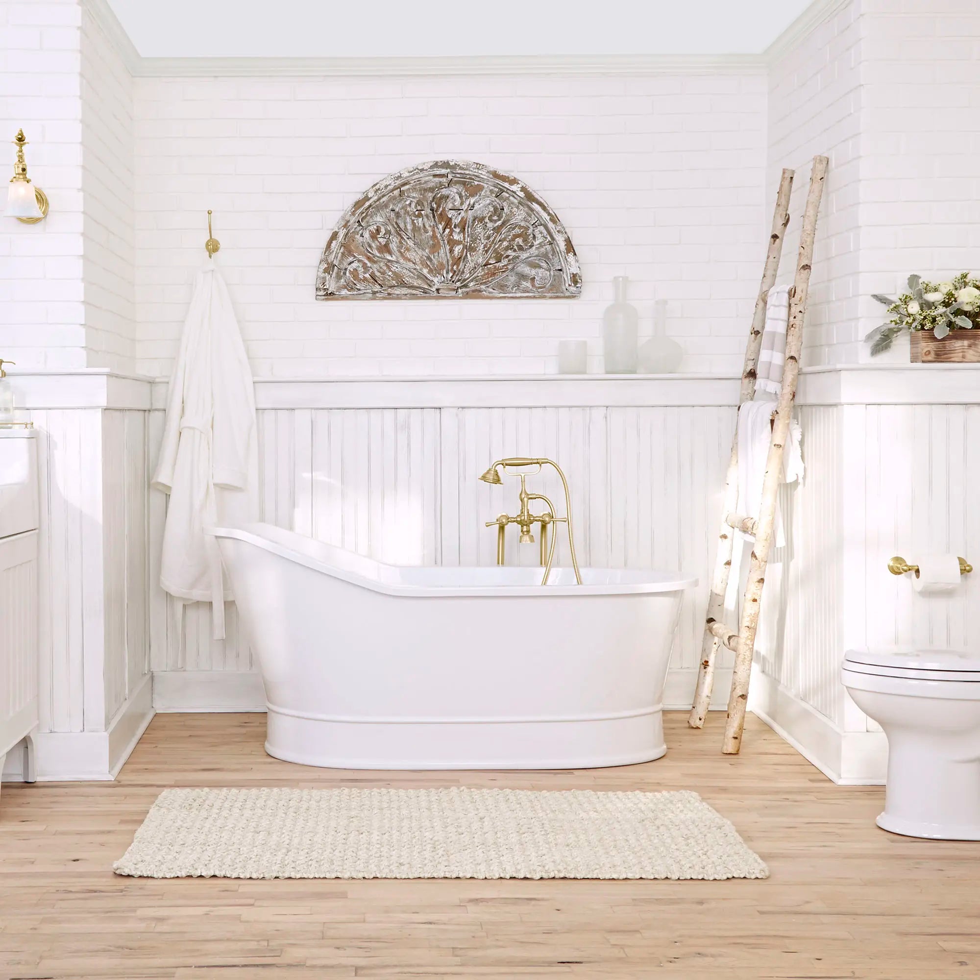 Robinet de bain à installation au plancher Transitionnel avec à douchette et poignées à levier Randall // SATIN BRASS // 89945_C-D35102950427_CDNwebp.webp