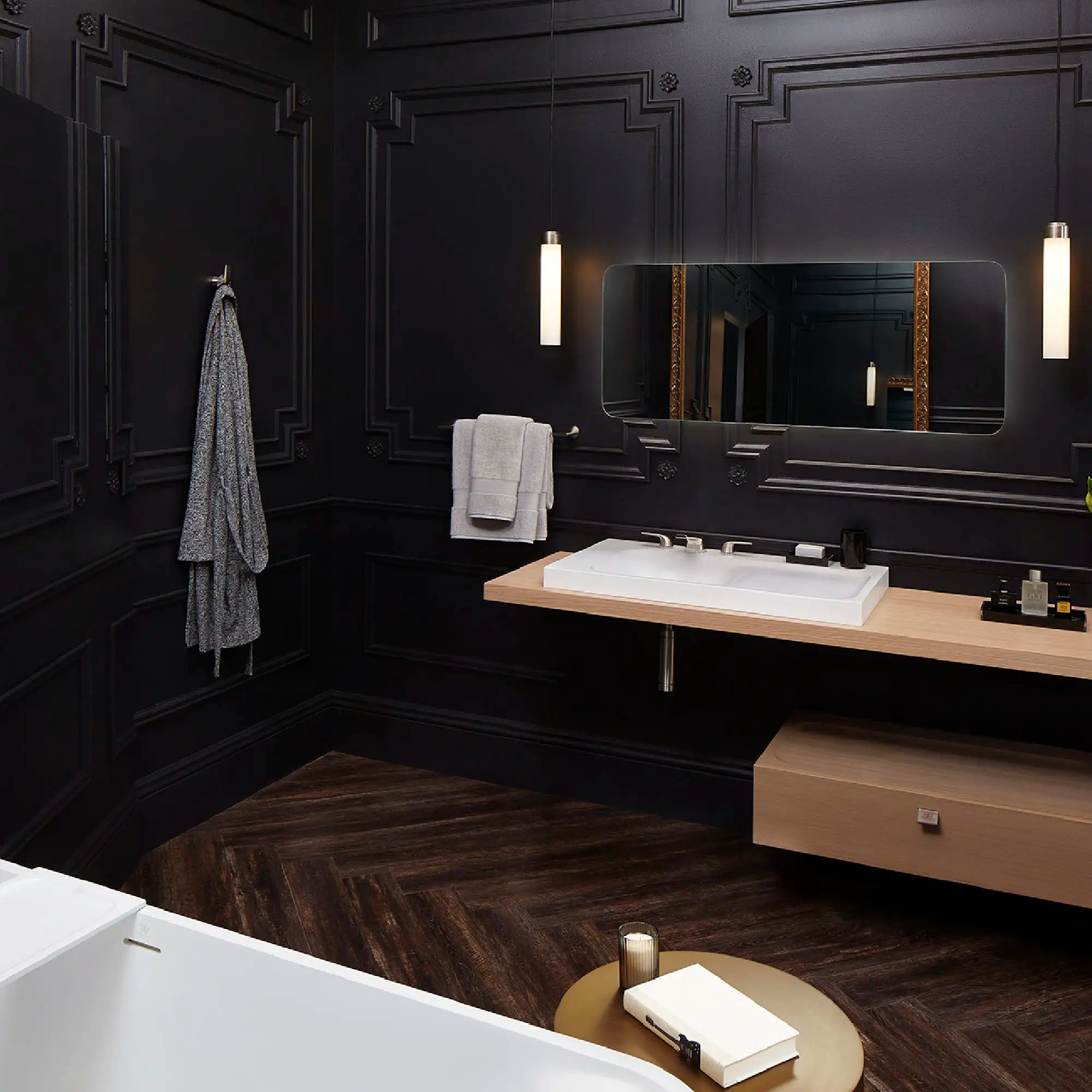 Robinet de lavabo espacé à 2 poignées DXV Modulus avec poignées à levier // PLATINUM NICKEL // 89986_C-D35120802150_CDNwebp.webp