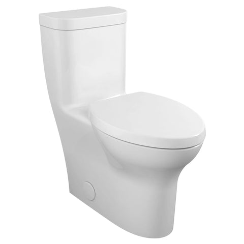 Toilette Equility monopièce à cuvette allongée à hauteur de chaise avec levier de déclenchement à droite et siège