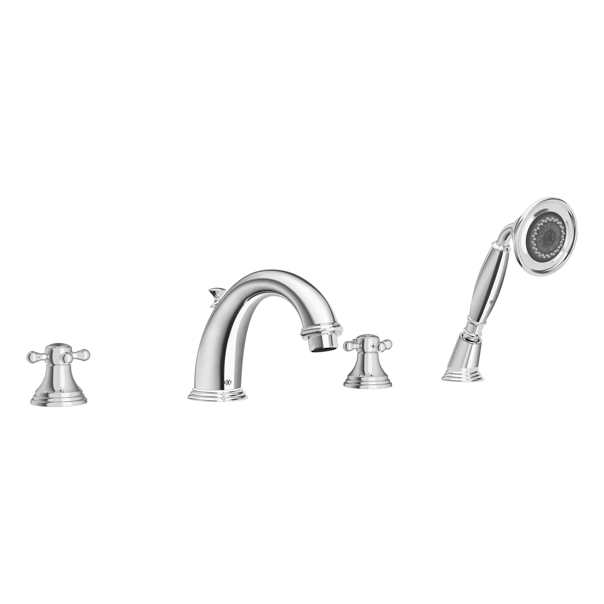 Robinet de bain romain à 2 poignées Ashbee avec à douchette et poignées en croix // CHROME POLI // 92949_D3510194C.100_CDNwebp.webp