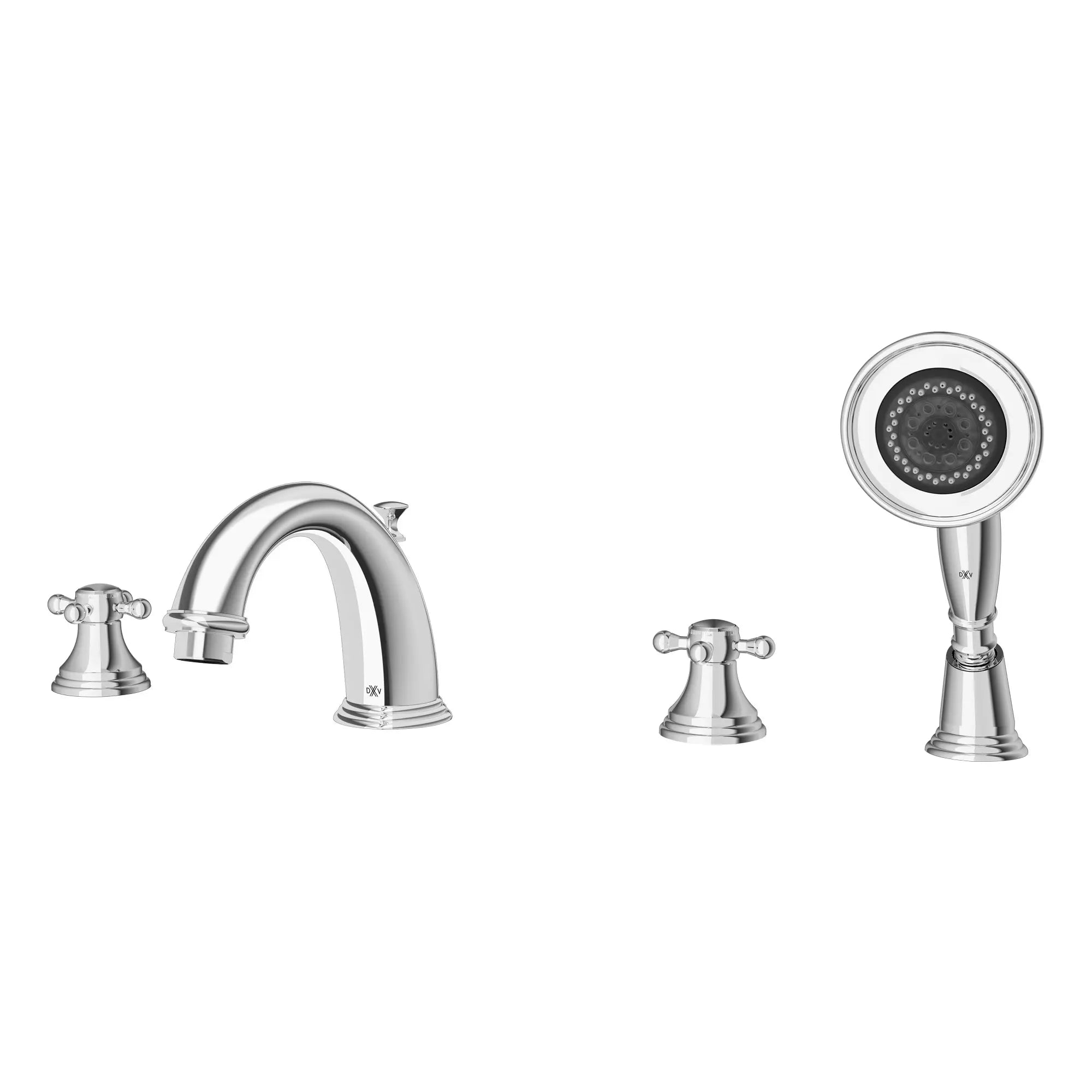 Robinet de bain romain à 2 poignées Ashbee avec à douchette et poignées en croix // CHROME POLI // 92950_D3510194C.100_1_CDNwebp.webp