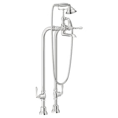 [D3510195C.100] Traditional Floor Mount Bathtub Filler with Hand Shower and Lever Handles - Polished Chrome