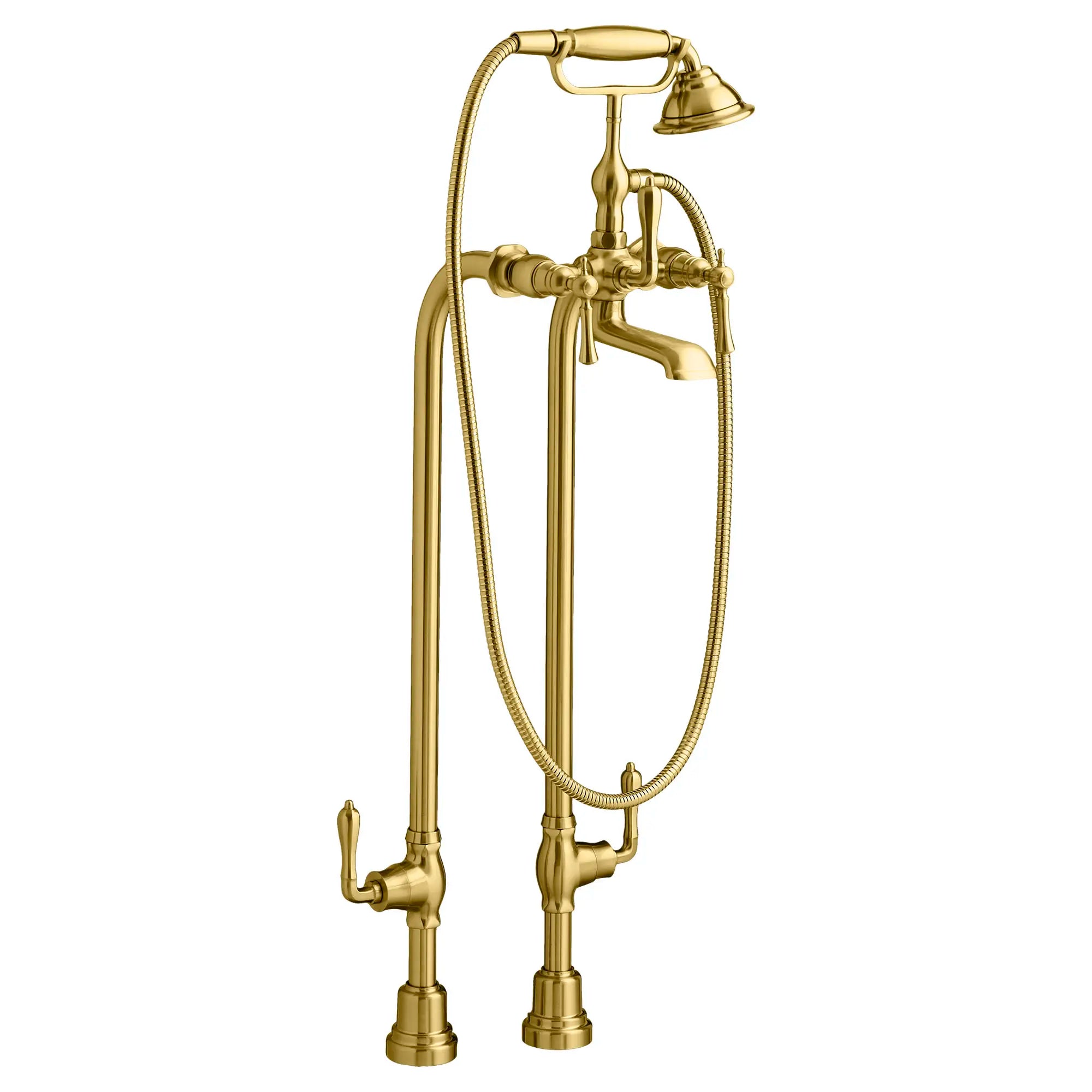 Robinet de bain à installation au plancher Transitionnel avec à douchette et poignées à levier Randall // SATIN BRASS // 93188_D35102950427_CDNwebp.webp