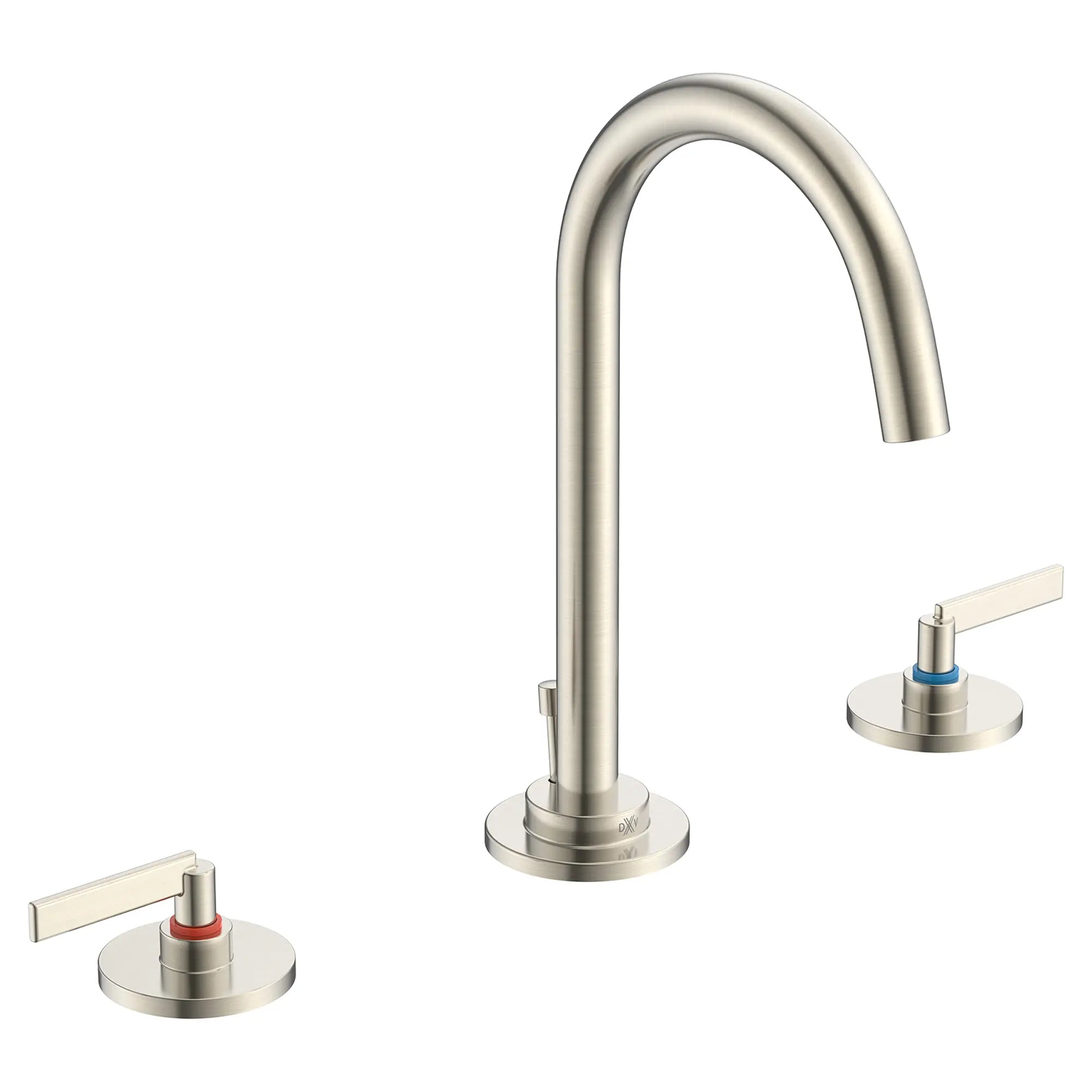 Robinet de lavabo espacé à 2 poignées Percy avec Indicateurs rouge et bleu sur les poignées à levier // NICKEL BROSSÉ // 94266_D35105800RB.144_CDNwebp.webp